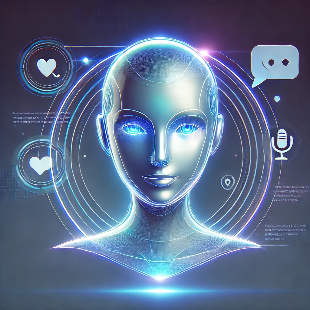 DALL·E 2025-01-20 02.53.06 - A modern, futuristic chatbot represented as a digital avatar with a sleek, glowing appearance. The avatar has a friendly, abstract design, with soft,